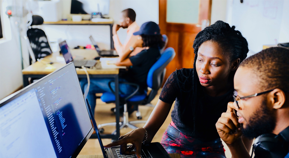Students working in a computer laboratory